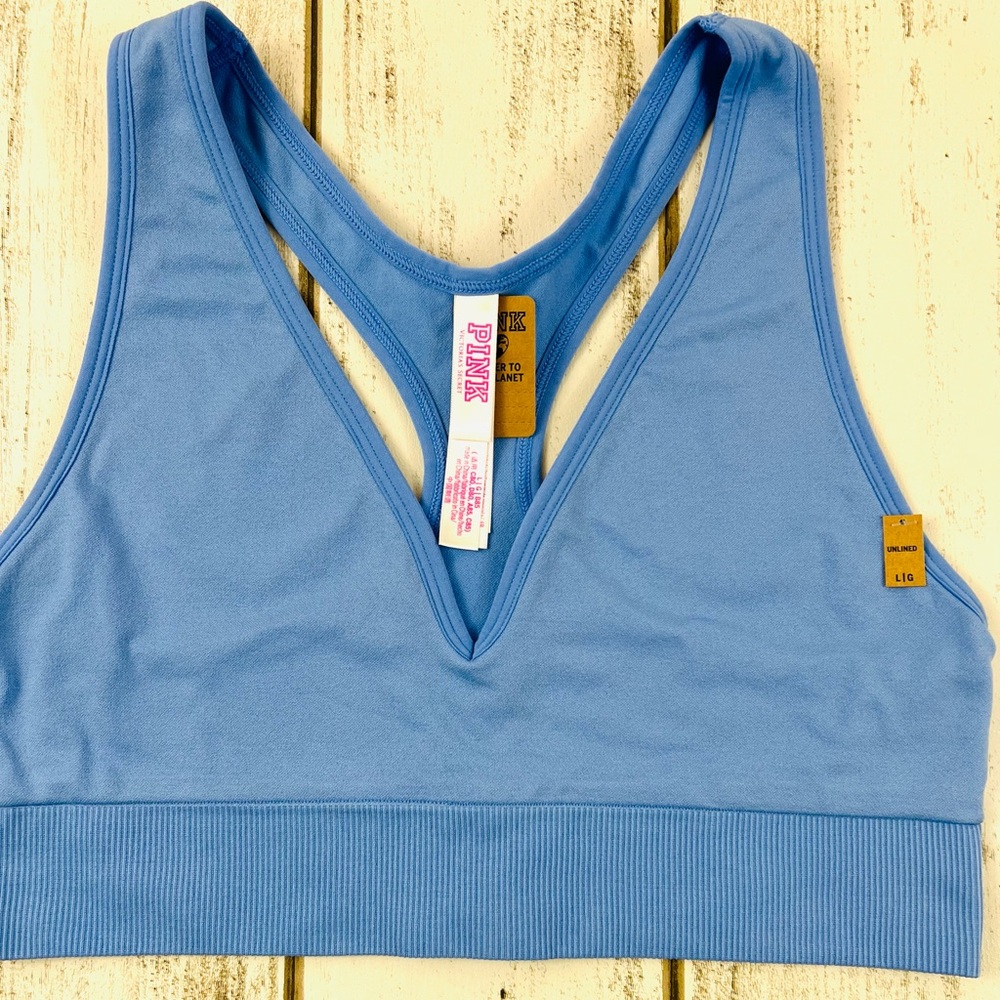 VS PINK Seamless Racerback Plunge Sports Bra Large - Picture 6 of 10